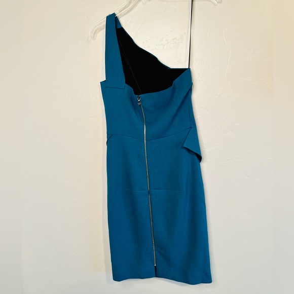 REVOLVE DRESS Roland Mouret One Shoulder Sheath Mini Dress Blue/Teal SZ SMALL - Picture 8 of 16